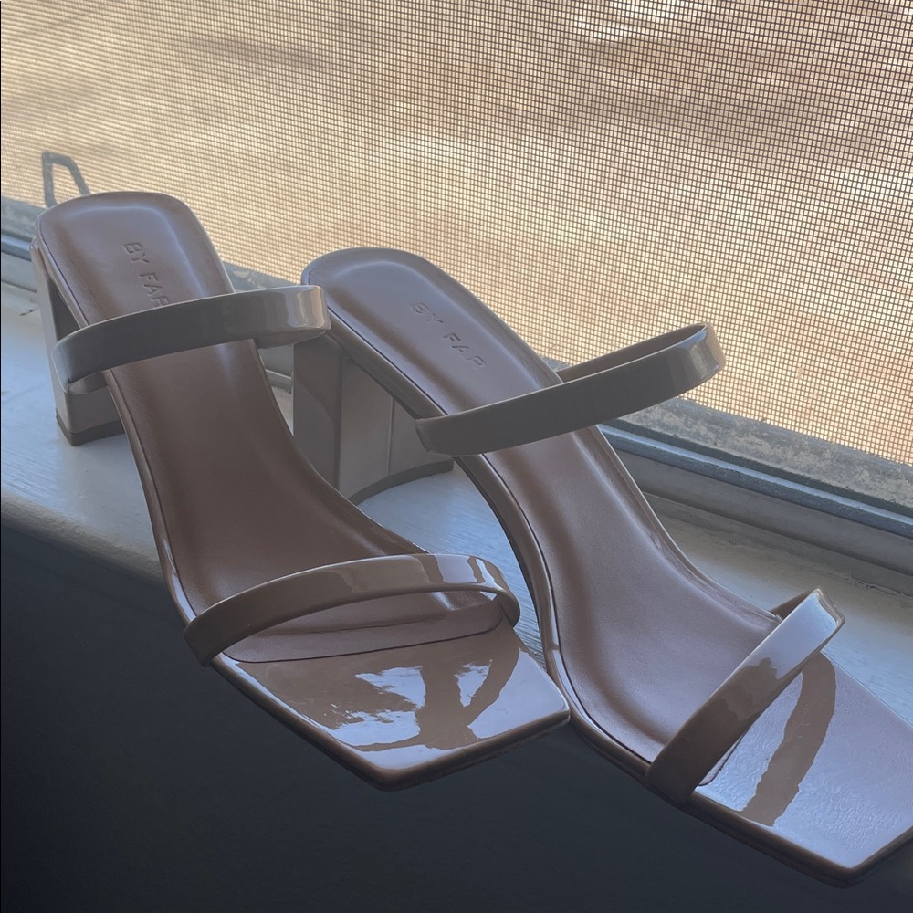 BY FAR Nude Strappy Heels